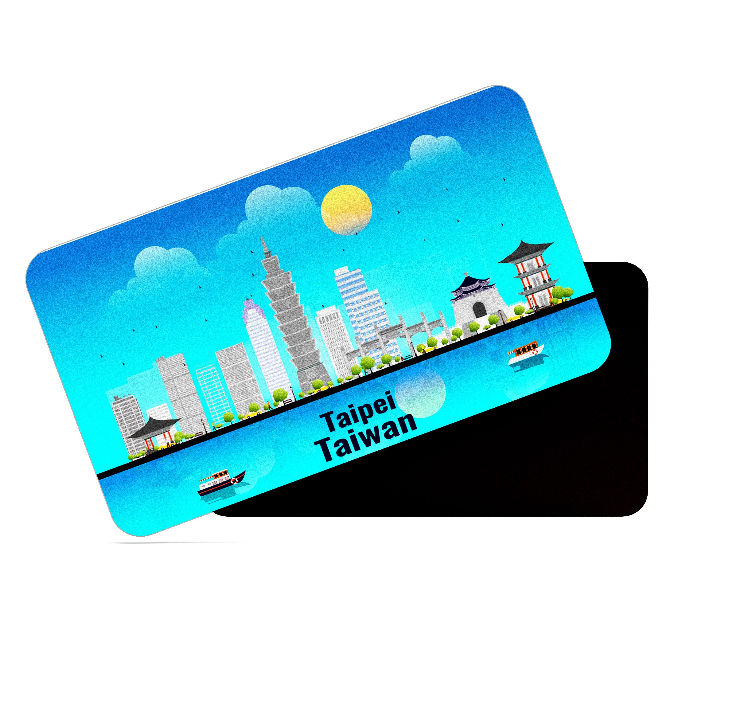 dhcrafts Rectangular Fridge Magnet Blue Taiwan Taipei Design Pack of 1 (8.6cm x 5.4cm)